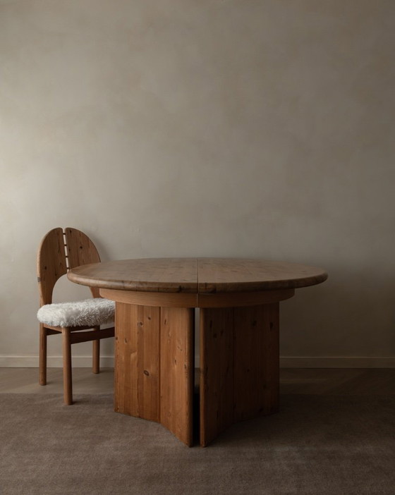 Image 1 of Vintage Danish Pine Round Extendable Dining Table Modul Møbler, Vinderup A/S 1980s