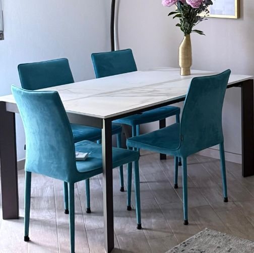 Vendo 4 sedie Bontempi Nata in velluto azzurro – Sedie da pranzo, Altro, Tessile (photo 5 of 5)