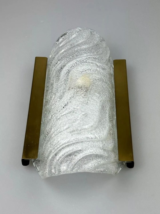Image 1 of 60s 70s wall lamp Fischer Leuchten Germany Wall Sconce Ice Glass Design
