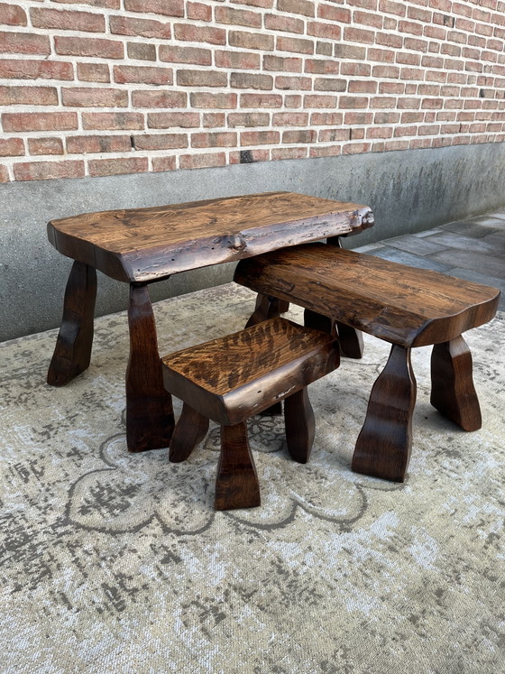 Image 1 of vintage brutalist wabi sabi salontafel set