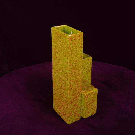 Geometrische dubbelkoloms keramische vaas Space Age, Italië 1970 – Plantenbak, Ceramic (photo 10 of 20)