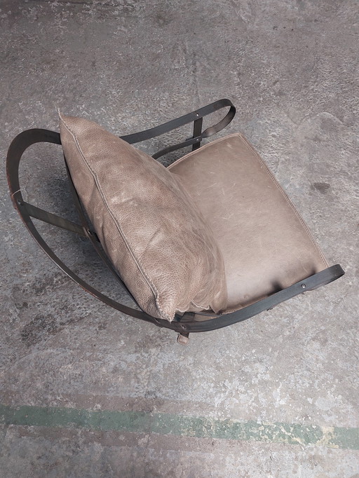 Leather Armchair With Metal