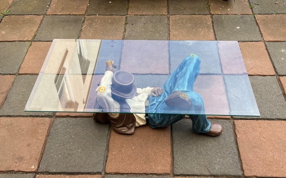 Image 1 of Vintage Jaren '70 Cowboy Saloon Glass table