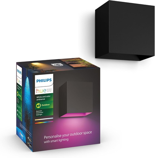 Philips Hue White and Color, applique murale extérieure Resonate, anthracite, IP44, fonctionne avec Alexa, Google Assistant et A