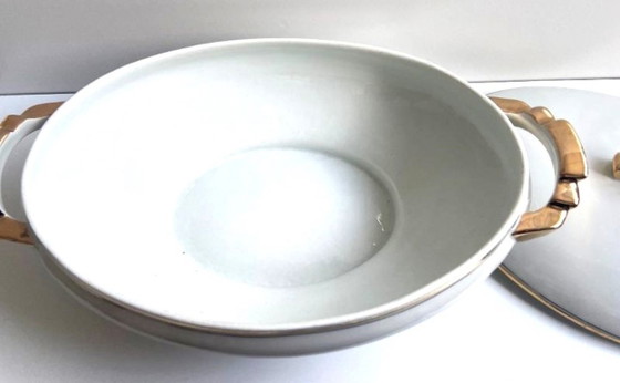 Image 1 of Soupière Légumier Plat de Service Centre de Table Porcelaine Fine Non Signée Art
