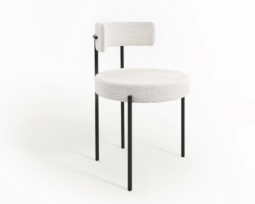 Iron and Bouclé Fabric Dining Chairs 50x50x84