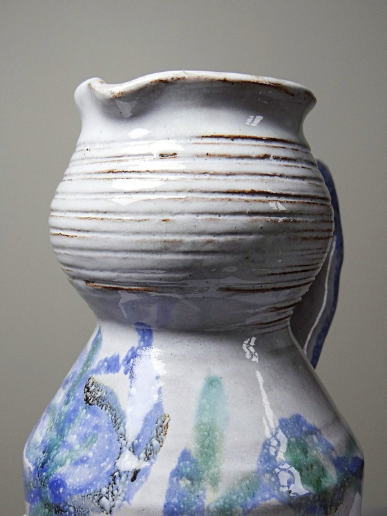 Image 1 of Glazed stoneware pitcher from Vallauris, 1970s, Boris Kasianoff, Albert Thiry, Le Mûrier Era