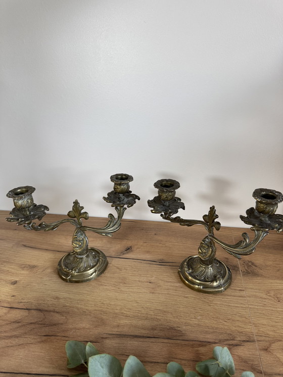 Image 1 of Set of 2 bronze candlesticks