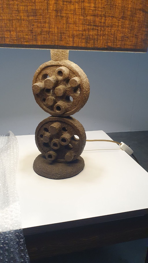 Brutalist Vintage Sculpturale Lamp Keramiek 70s