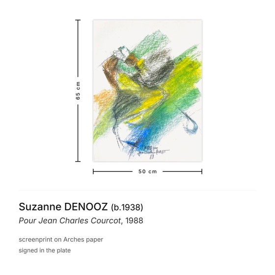Suzanne Denooz Siebdruck für Jean Charles Courcot 1988 – Lithographien & Drucke, Paper (photo 3 of 5)