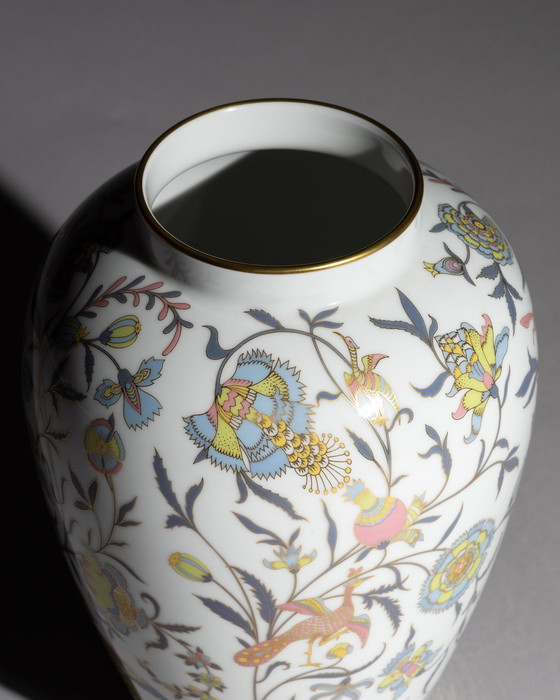 Image 1 of Rosenthal Classic Rose Vase & Matching Decorated Plate Multicolour Flora & Gold 