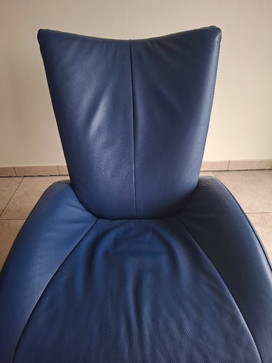 Image 1 of Hülsta Schaukelstuhl - Blaues Nappaleder