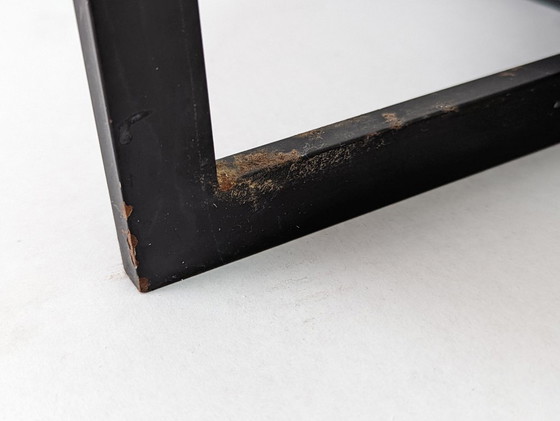 Image 1 of European Modernist Cube Table Lamp Black Metal Glass 1970s