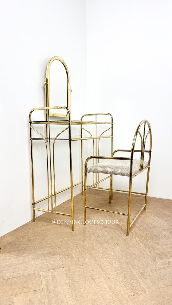 Image 1 of Messing Hollywood Regency Kaptafel met stoel 