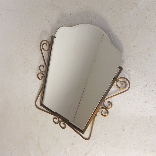 Specchio vintage con cornice in ottone, anni '50 – spiegels, Glass (photo 2 of 9)