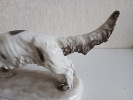 Image 1 of Gyorgy Vastagh Herend, groot porseleinen beeld Ierse Setter