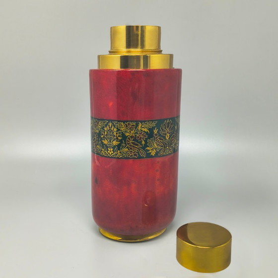 Image 1 of 1960s Astonishing Red Cocktail Shaker in Parchment. Made in Italy