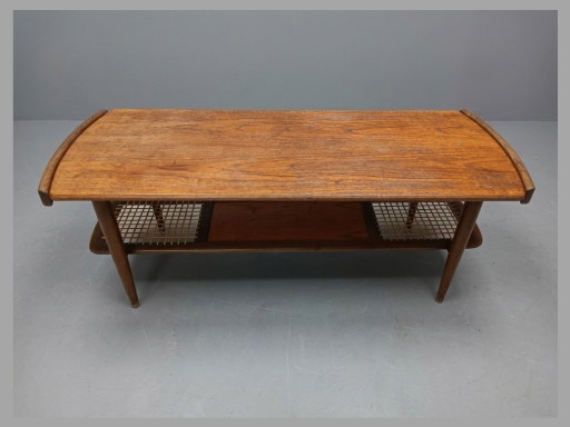 Louis van Teeffelen Coffee Table No. 37 – Teak & Rattan, Webe, 1960s