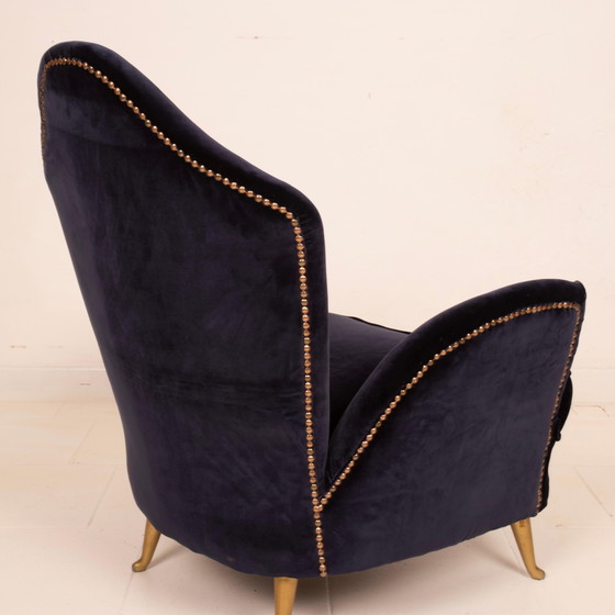 Cesare Lacca Mid Century Moderner italienischer Samt-Sessel für ISA Bergamo – Aluminium, Wood (photo 23 of 27)