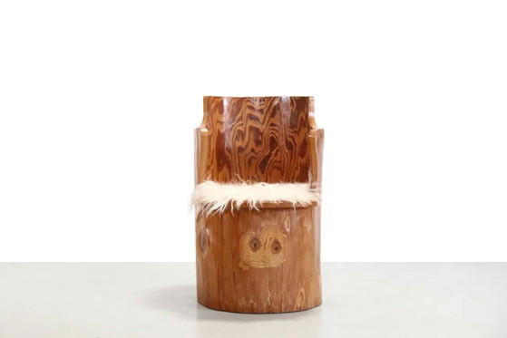Swedish pine trunk chair from the 1960s – Armchairs, Leather, Wood, Scandinavian (photo 5 of 5)