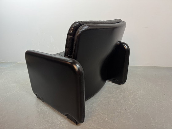 Image 1 of Mid-Century Italian Design Black Leather Lounge Chairs by Titina Ammannati & Giampiero Vitelli for Brunati, Italy, set/2, 1970s