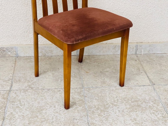 Image 1 of Paire de chaises vintage en bois et velours, 1970
