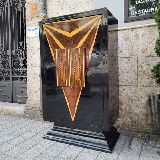 Image 1 of Mueble Bar, Madera Lacada y Marquetería de Maderas Exóticas, Art Déco, 30’s - Francia