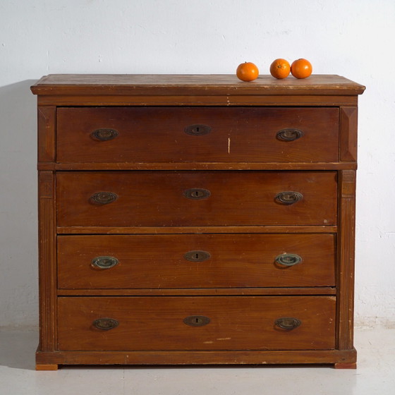 Antique Central European four-drawer chest of drawers – Central Europe, circa 1910 – Wood, Brass, Rustic (photo 4 of 40)