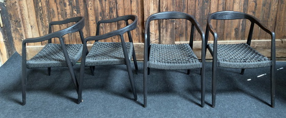 Image 1 of 4 X Castle Line ANAIS armstoel teak ebony, zwarte weving