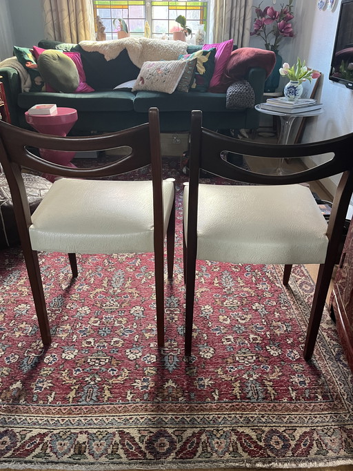 Set di sedie da pranzo vintage di design danese/olandese - anni '60 in teak/similpelle bianco sporco