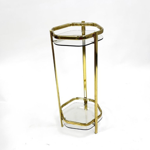 Blumenständer im Mid-Century-Modern-Stil aus Frankreich, 1970er Jahre, Messing und Glas