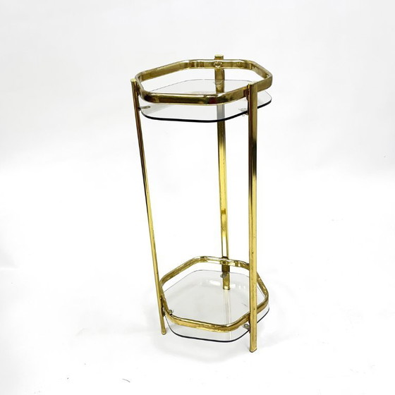 Image 1 of Bloemenstandaard in Franse mid-century modern stijl, jaren 70, messing en glas.