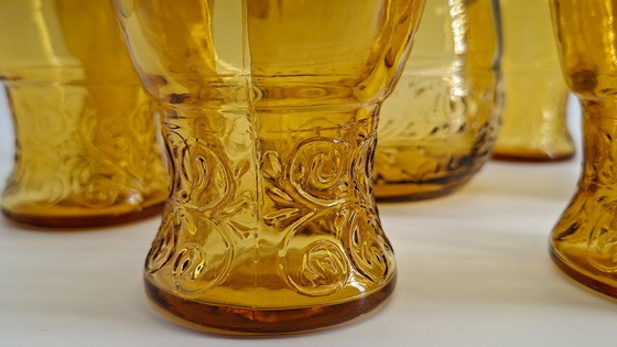 Image 1 of Orangenlimonaden-Set aus Bernsteinglas – 1970
