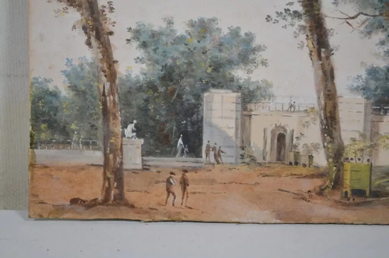 Michel Gabriel Moreau - Scuola Francese Inizio XIX Secolo "Ingresso al Giardino delle Tuileries a Parigi" (photo 6 of 8)
