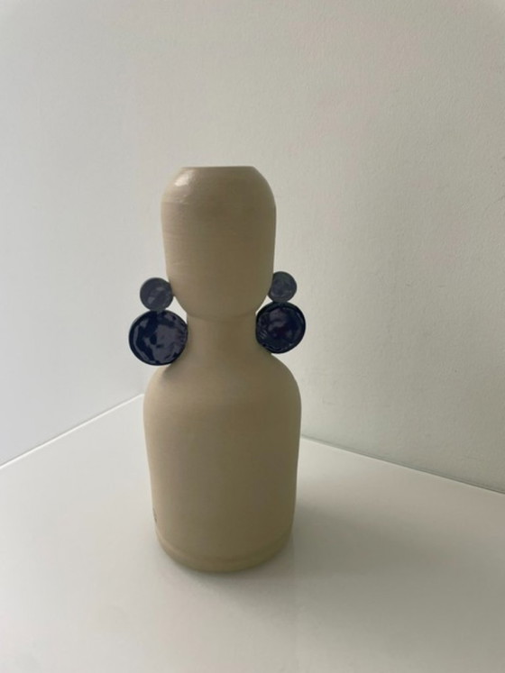 Image 1 of Dutch Design vase with blue accents - Potterie De Eekhoorn