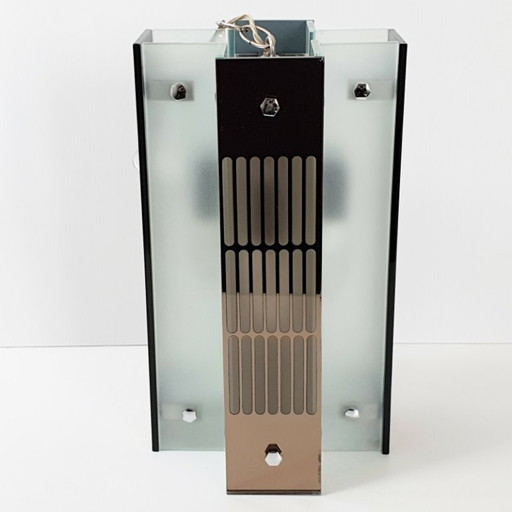 Italiaanse vintage kroonluchter uit de jaren 70 van glas en spiegelglas, Fontana Arte 70s.