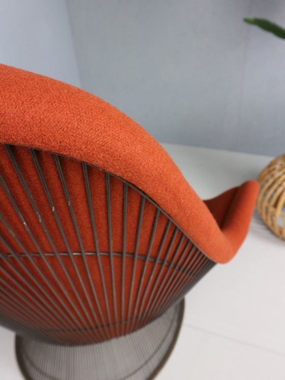 Image 1 of Early bronze lounge chair by Warren Platner for Knoll 1960s in rust red