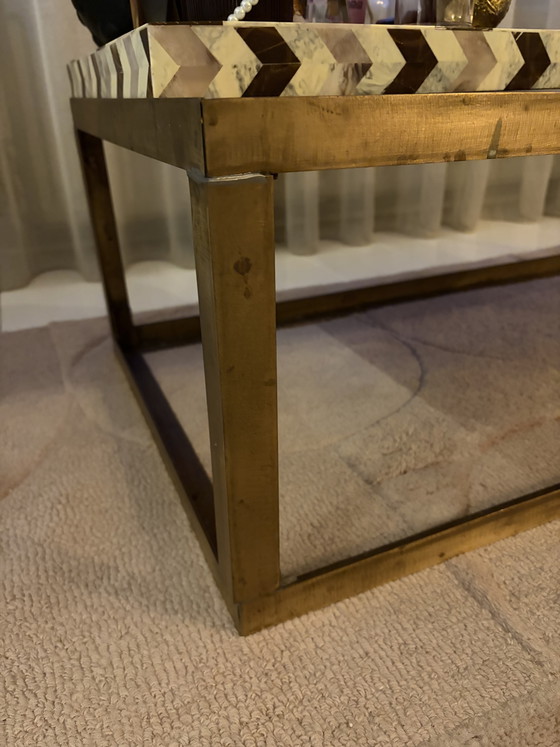 Table en marbre laiton massif 97/50/30 – Tables basses, Marble, Brass (photo 5 of 5)
