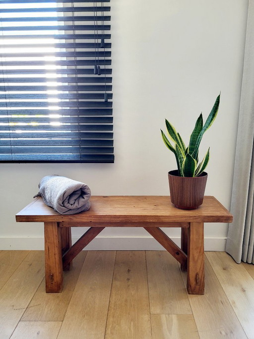 Banc vintage en bois, fait à la main, style campagnard
