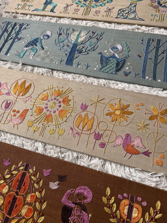 Image 1 of Scandinavische borduurpanelen uit de jaren 60