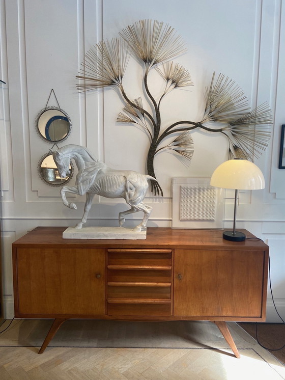 Image 1 of GRANDE PARETE AD AGHI IN OTTONE BRUTALISTA CURTIS JERÉ MODERNO DI METÀ SECOLO