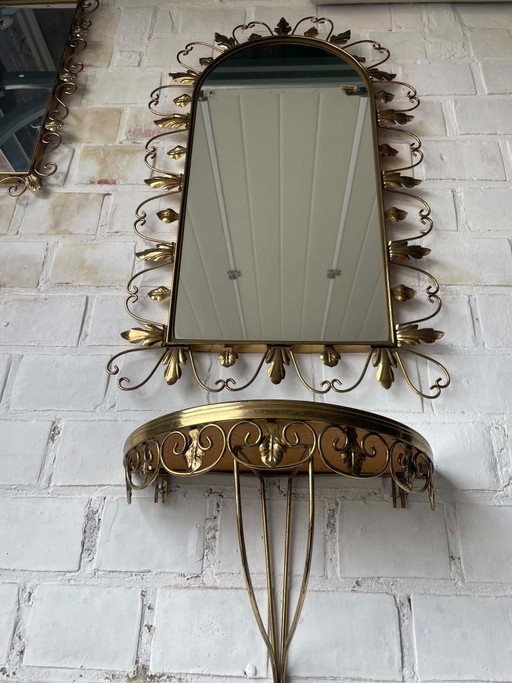 Vintage mirror and console - Deknudt - 60s/70s