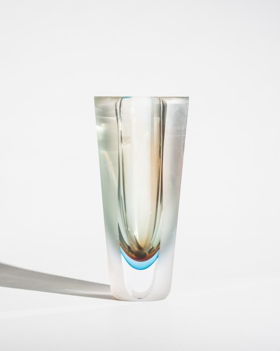 Image 1 of Monumental Murano Sommerso Glass Vase Attributed to Seguso Vetri d’Arte Italy