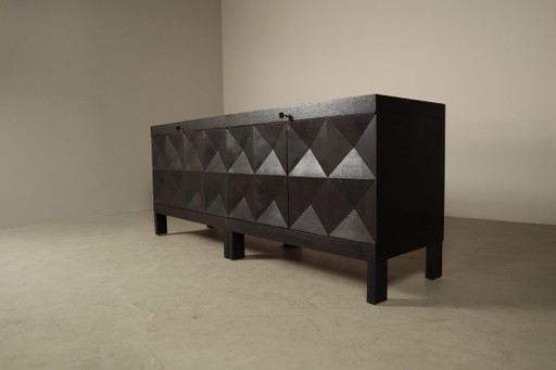Jean Batenburg for MI Credenza Brutalista in Rovere Ebanizzato, Belgio, Anni '60