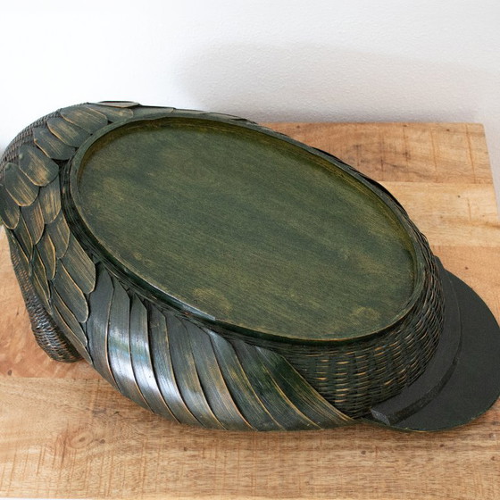 Vintage geweven mand in de vorm van een ooievaar of kraanvogel – Decoratieve objecten, Rattan (photo 11 of 12)