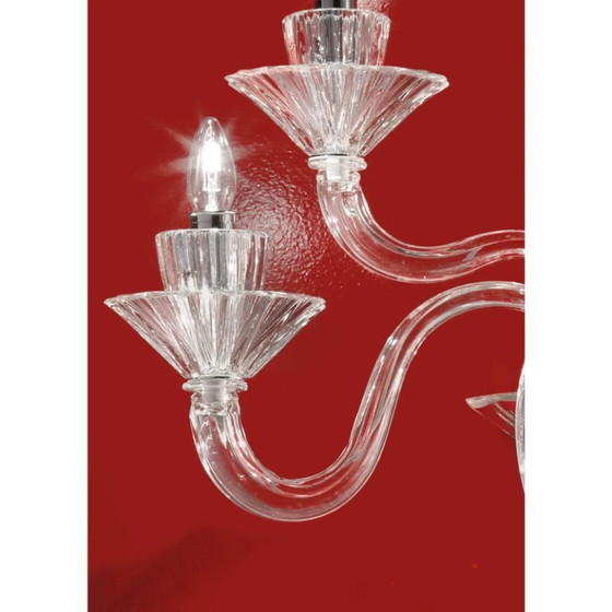 Image 1 of Aplique de pared veneciano imperial “Rigadin” de cristal de Murano en cristal transparente.