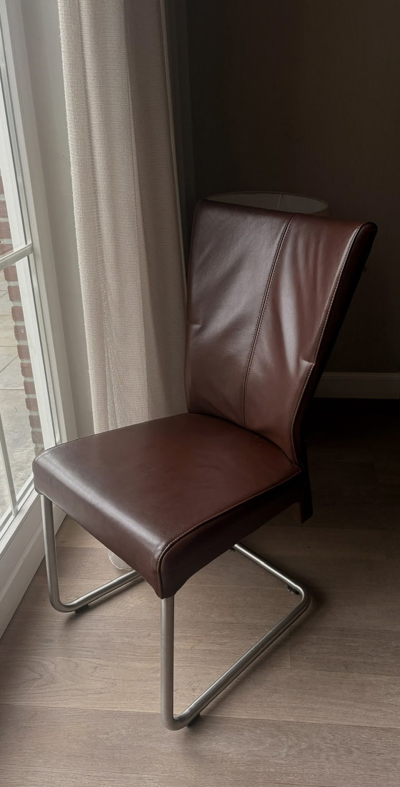 6 Chaises de salle à manger HVS en cuir – Leather, rvs (photo 2 of 5)