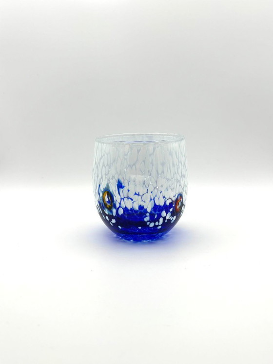 Image 1 of Set di 6 bicchieri in vetro soffiato veneziano con murrine Effetre Murano fuse nel vetro, hand made in italy.