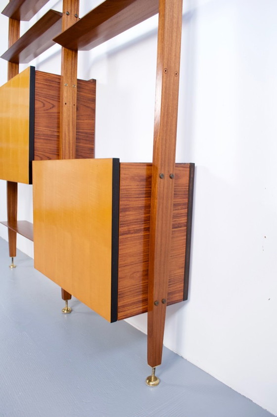 Image 1 of ITALIAANSE MODULAIRE VLOER- EN PLAFONDPLANKENSET VAN PALISSANDERHOUT, JAREN 60