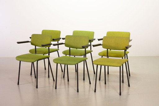 Mid-Century Dutch Design Vivid Green Gispen Dining Chairs Model 1235 by André Cordemeyer, Set of 6. The (photo 2 of 23)